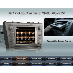 Advanced & High Quality 2 Din Car DVD GPS Player for Toyota Camry + IPOD ready Bluetooth