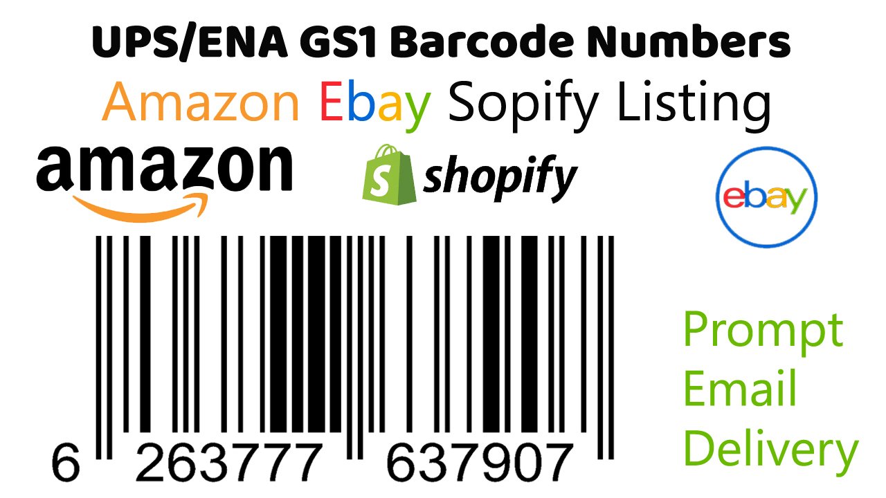 400 UPC/EAN Barcodes Numbers GS1 Product ID for New Listing on Amazon, eBay & more