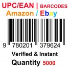 5000-Nos UPC EAN Barcodes Numbers GS1 Product ID for New Listing on Amazon, eBay & more