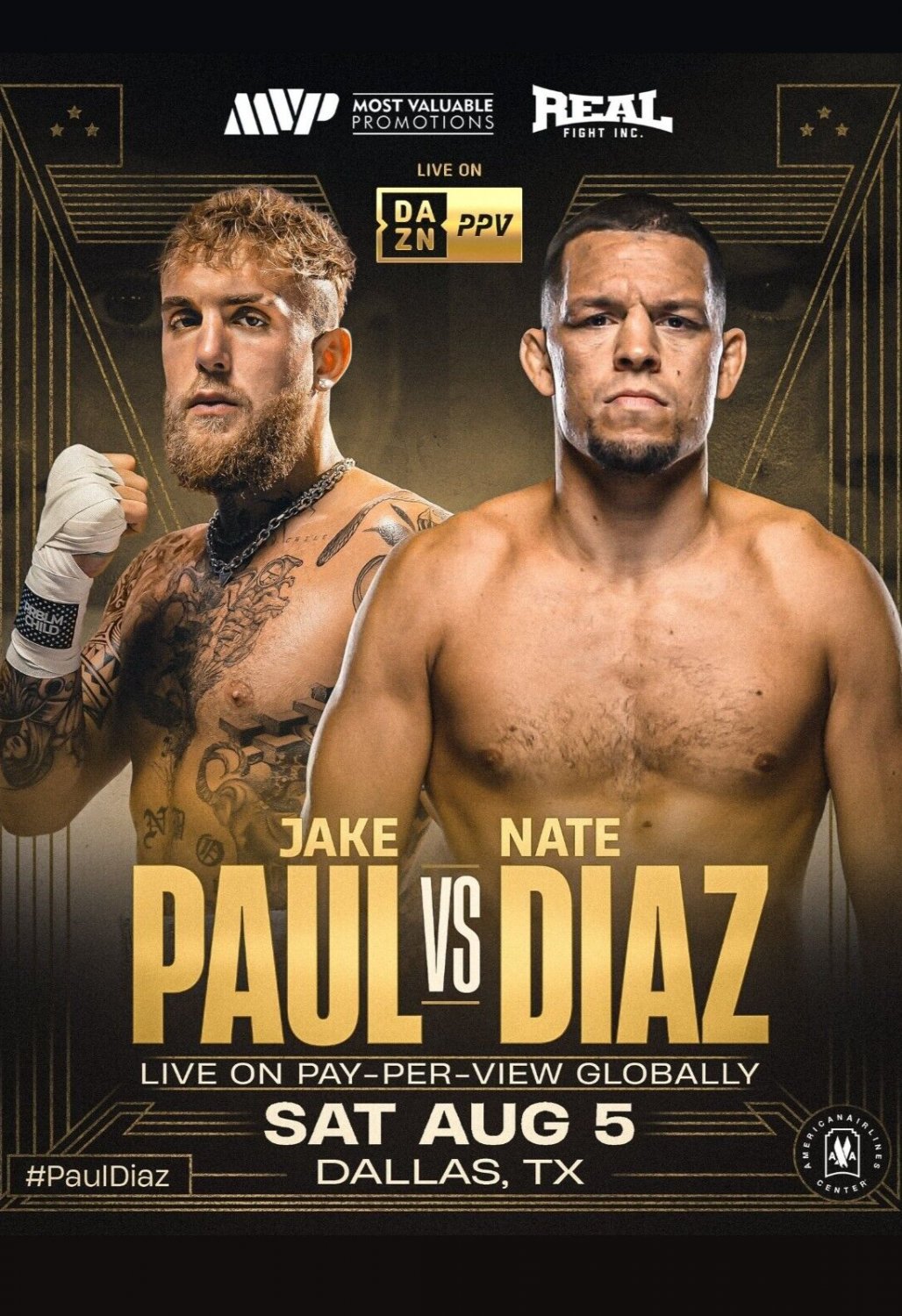 Jake Paul vs Nate Diaz Boxing Fight Poster - 11x17 Inches | NEW USA