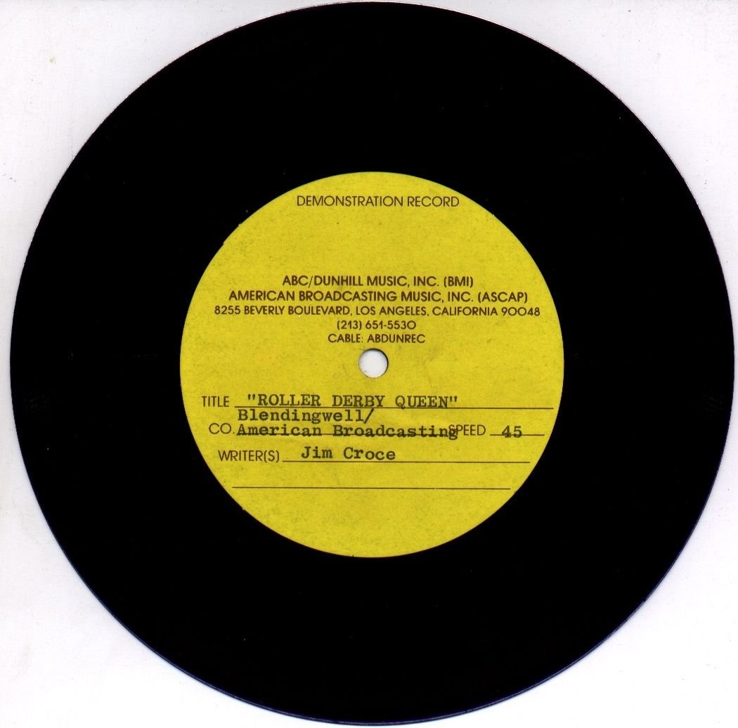 Jim Croce ROLLER DERBY QUEEN Extremely Rare 1973 Production Acetate
