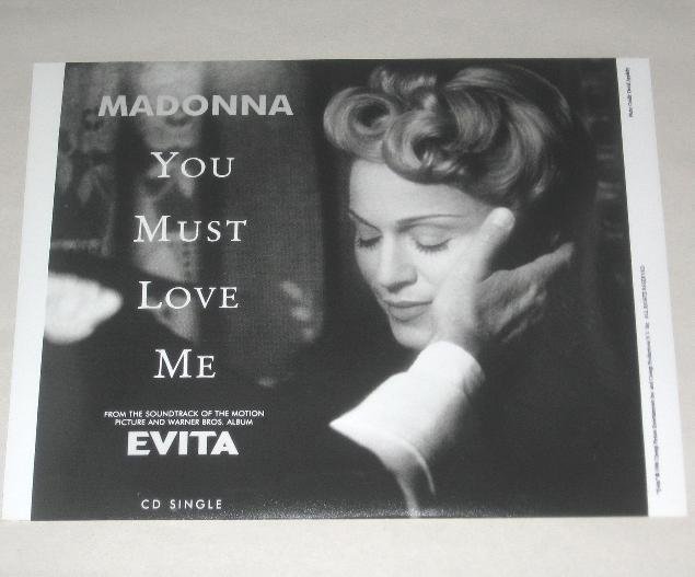 Madonna Evita You Must Love Me Original 1996 Promo Only Photo By David