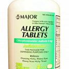 Major Chlorpheniramine Maleate 4mg Allergy Tablets Relieves Sneezing 1000 Count