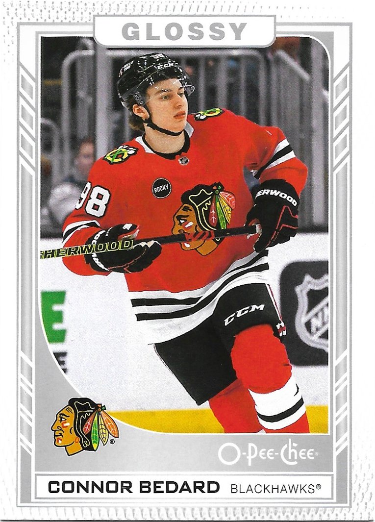 Connor Bedard 2023-24 Upper Deck O-Pee-Chee Glossy Rookie #R-47 Chicago Blackhawks Hockey Card