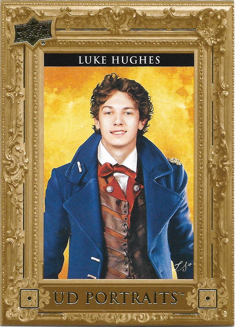 Luke Hughes 2023-24 Upper Deck UD Portraits Rookie #P57 New Jersey Devils Hockey Card