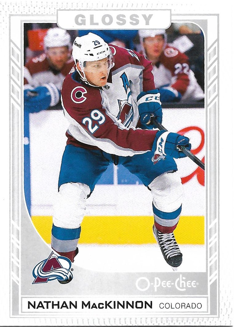 Nathan MacKinnon 2023-24 Upper Deck O-Pee-Chee Glossy #R-36 Colorado Avalanche Hockey Card