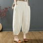 Women's linen high-waisted harem pants, loose feet sand wash