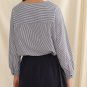 Women's niche design square collar striped loose long-sleeved shirt
