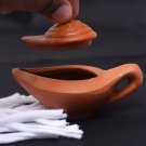 Aladdin Clay Oil Lamp with Separate Lid Clay lamp Puja lamp Home decors With Cotton Wicks