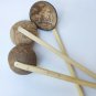 Coconut Shell Curry Spoon with Wooden Handle Natural Eco Friendly Kitchen Utensil High Quality