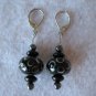 Black Lampwork Handmade Beaded Earrings with Silver