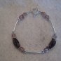 Amethyst Glass Cut Twist Beads with Amethyst Fire Polished Beads and Silver Handmade Beaded Bracelet