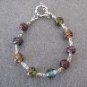 Muti Colored Handmade Beaded Bracelet with Blue, Purple, Red, Green, Amber and Silver