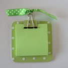 Green with White Polka Dot Post It Note Holder