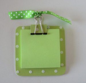 Green with White Polka Dot Post It Note Holder