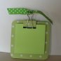 Green with White Polka Dot Post It Note Holder