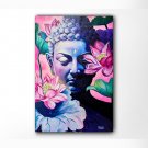 uddha Painting, Buddha Wall Art, Spring Decor, Floral Painting, 40 x 60 cm