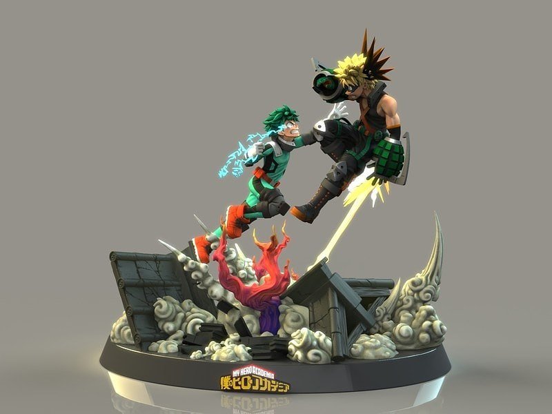 Midoriya vs Bakugo From My Hero Academia STL FILE 3D model