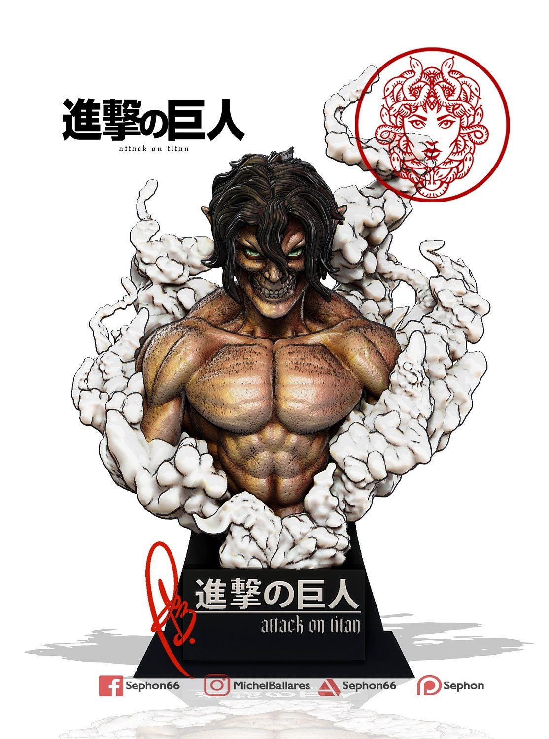 Eren Yeager Bust from Attack on Titan STL FILE 3D model
