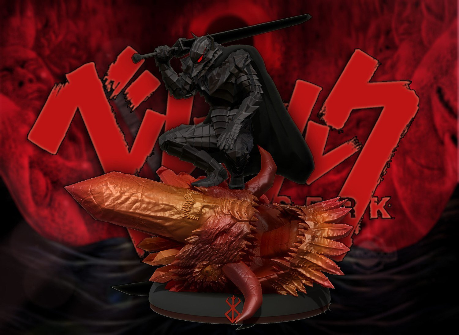 Guts vs Grunbeld Diorama From Berserk STL FILE 3D model