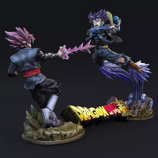 Zamasu Rose and Trunks Diorama From Dragonball STL FILE 3D model