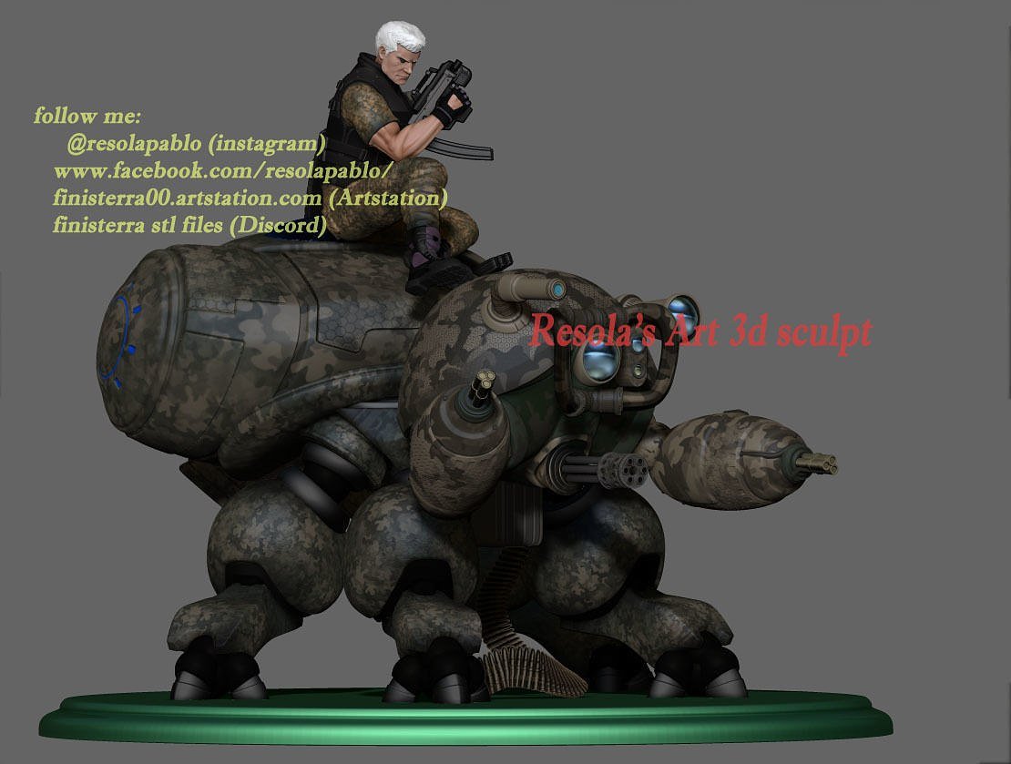 Batou and Tachikoma From Ghost in the Shell STL FILE 3D model