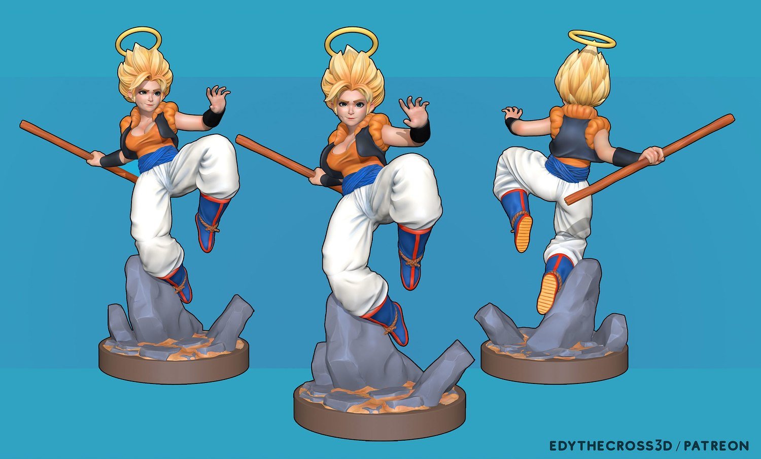 Gogeta Girl from Dragonbal STL FILE 3D model