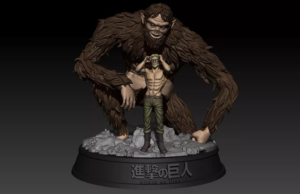 Beast Titan and Zeke Yeager Diorama STL FILE 3D model
