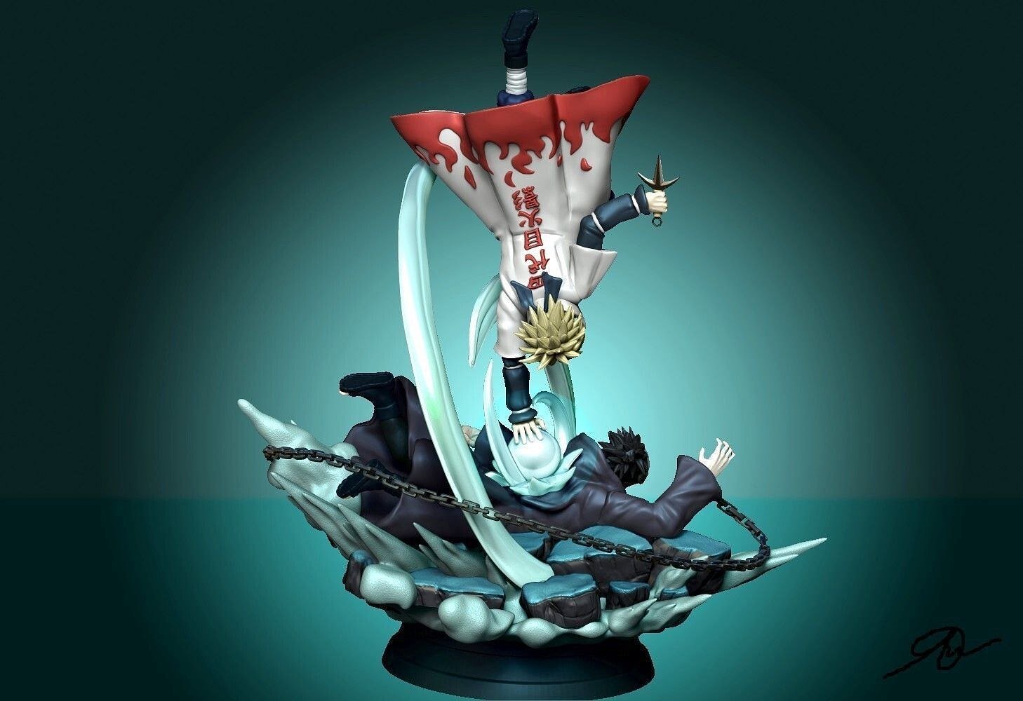 Minato vs Obito Diorama from Naruto Anime STL FILE 3D model