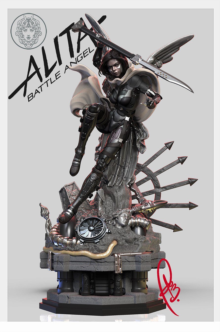 Alita Diorama Fanart STL FILE 3D model