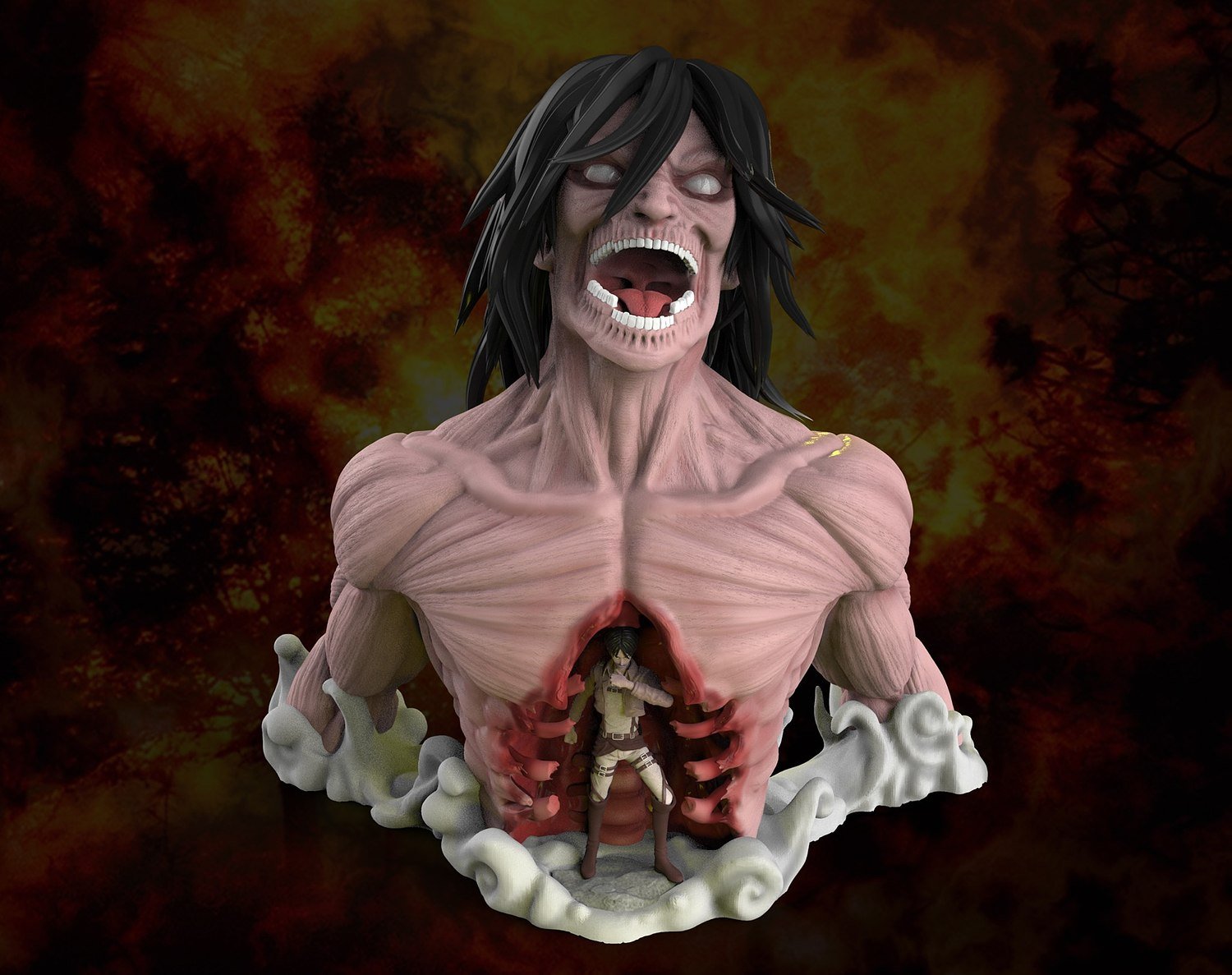 Eren and Titan Diorama STL FILE 3D model