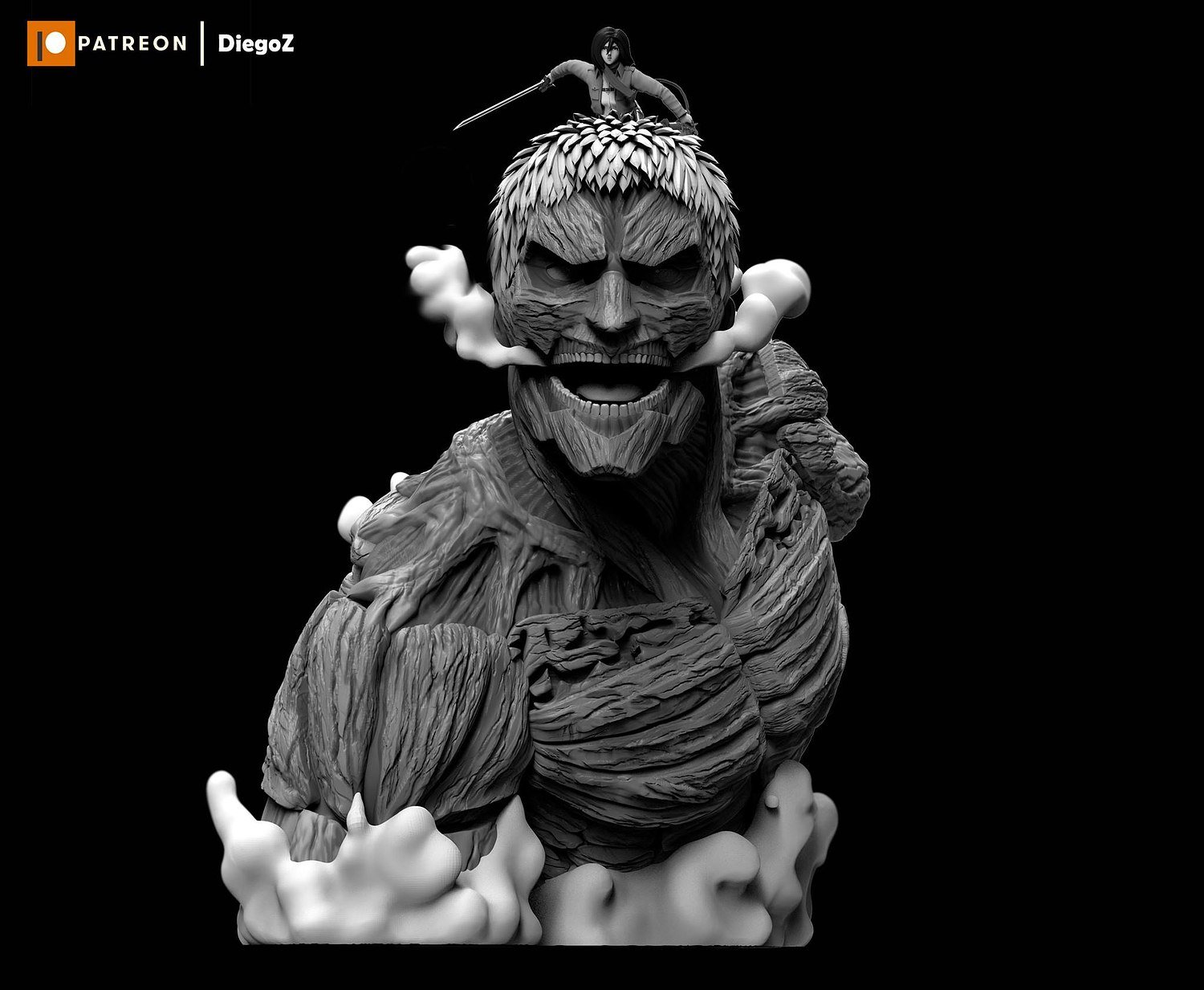 Mikasa and Armor Titan Diorama STL FILE 3D model