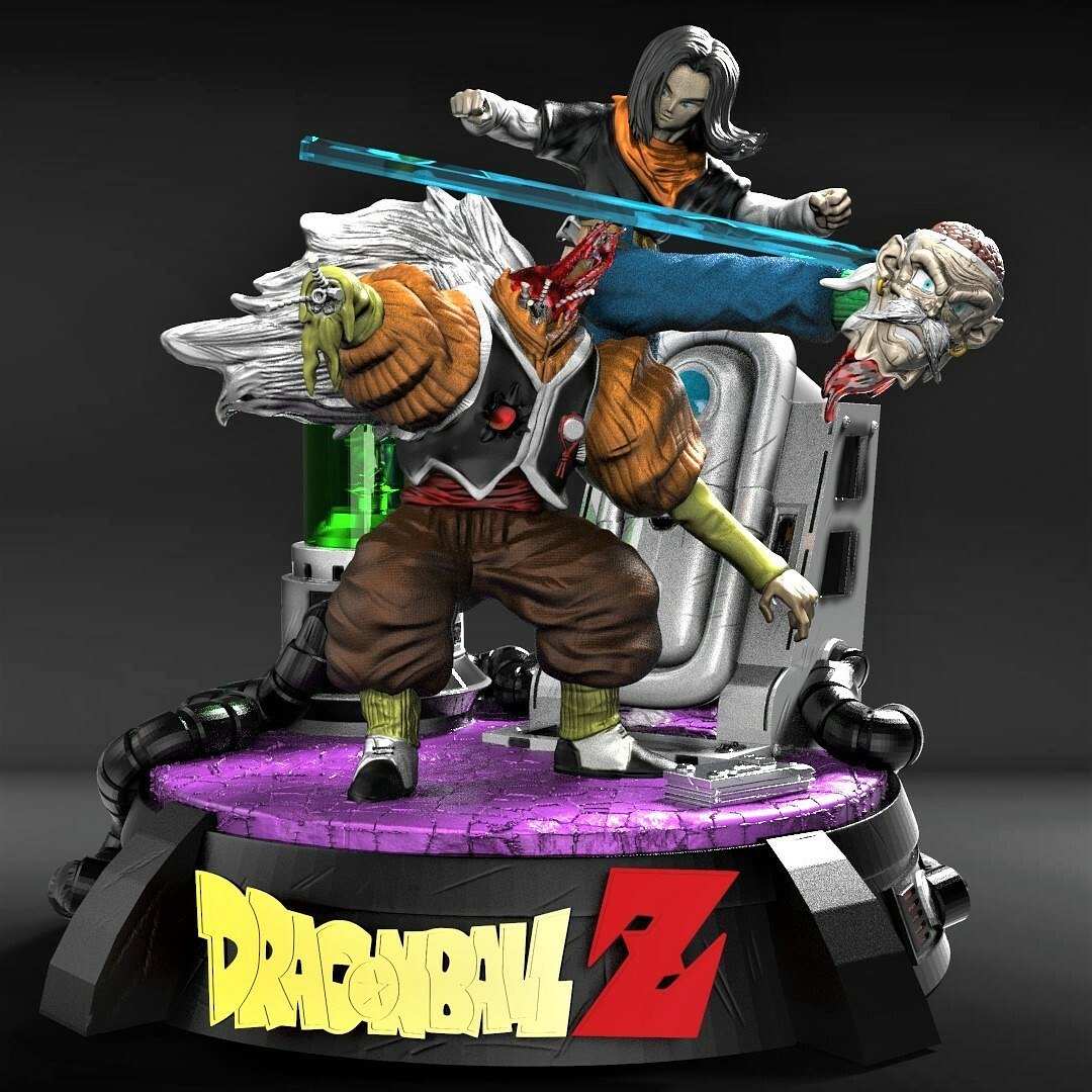 Android C-17 vs Dr Gero Diorama From Dragonball STL FILE 3D model