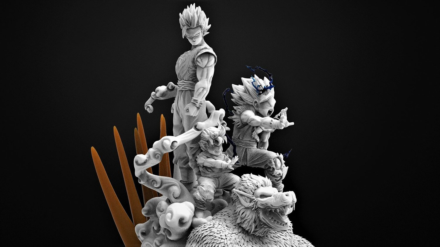 Gohan Transformation Diorama STL FILE 3D model