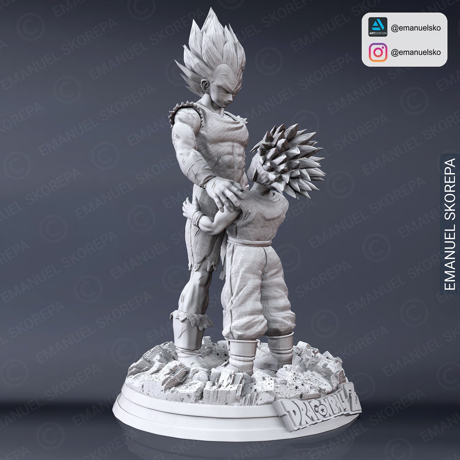 Vegeta and Trunk Diorama STL FILE 3D model