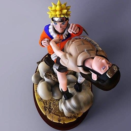 Naruto and Neji Diorama STL FILE 3D model