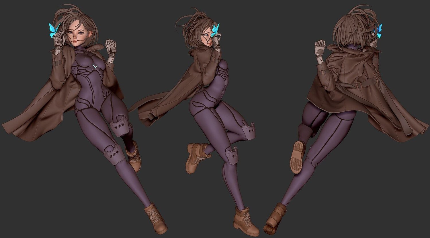Alita in action STL FILE 3D model