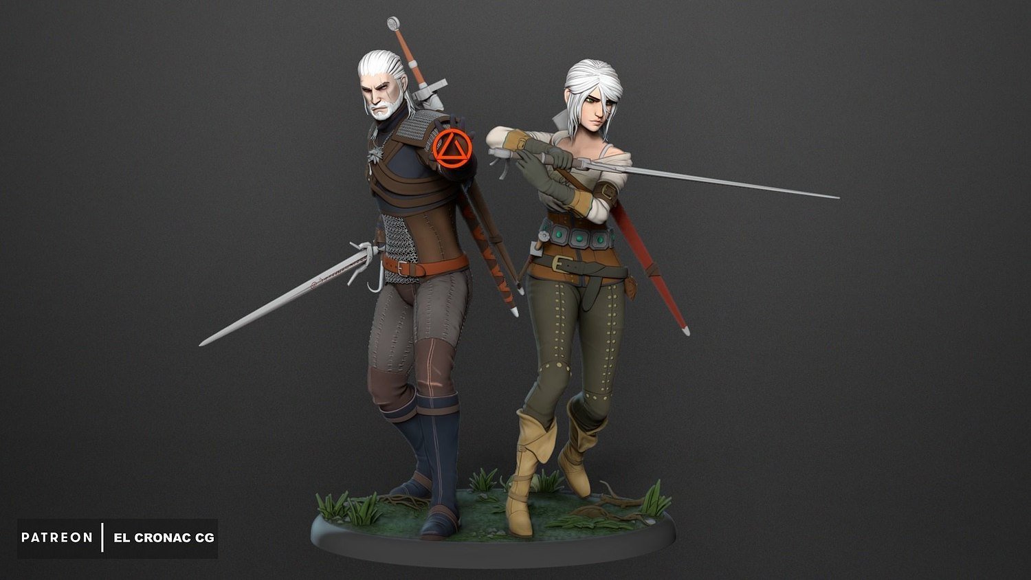 Geralt and Ciri Diorama from The Witcher