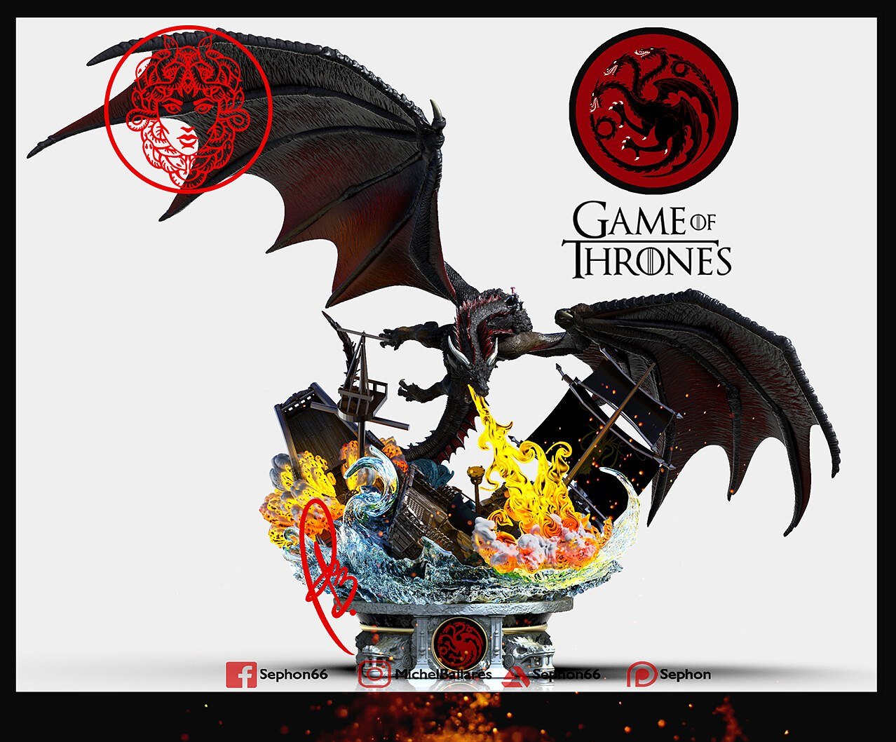 Drogon and Daenerys Targaryen Diorama STL file