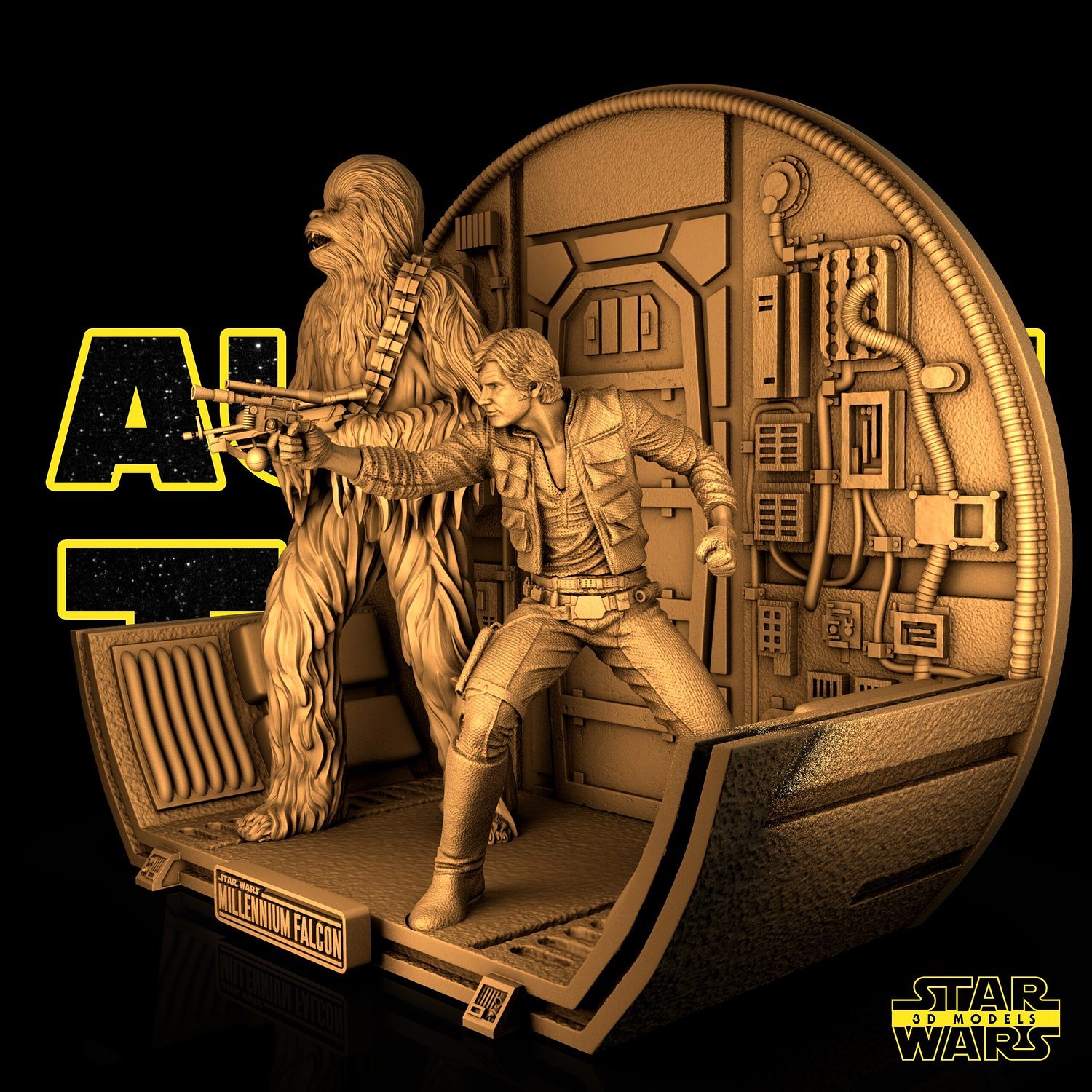 Chewbacca and Han Solo From Star Wars STL file