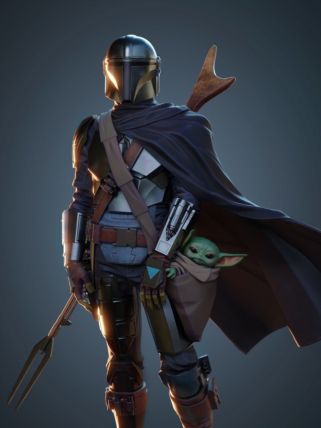 The Mandalorian and Baby Yoda V2 from Starwars STL file