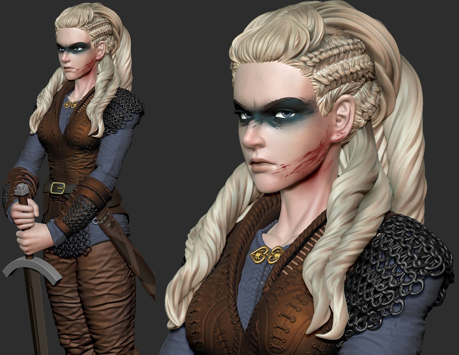 Lagertha from Vikings - Pose 2 - Anime Version STL file
