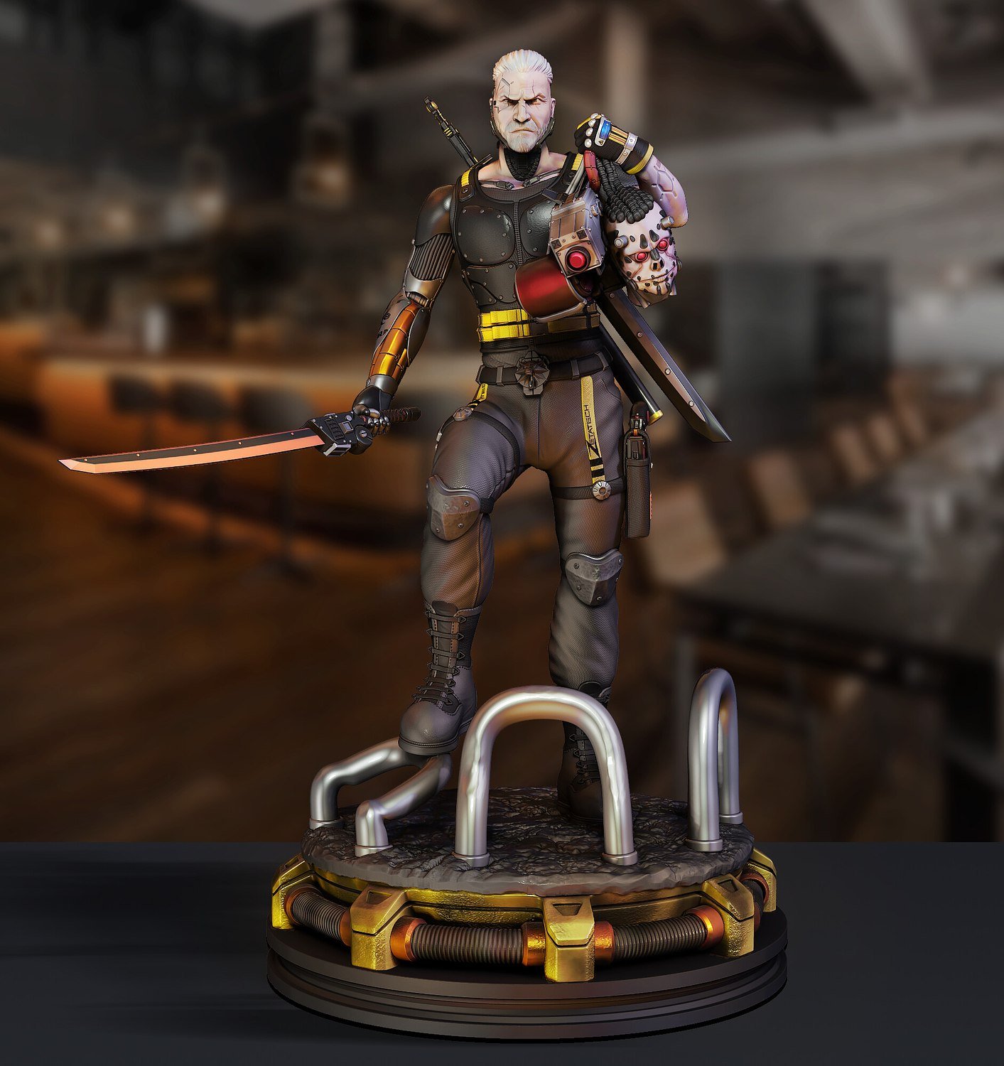 Geralt Cyberpunk V2 Fanart STL FILE