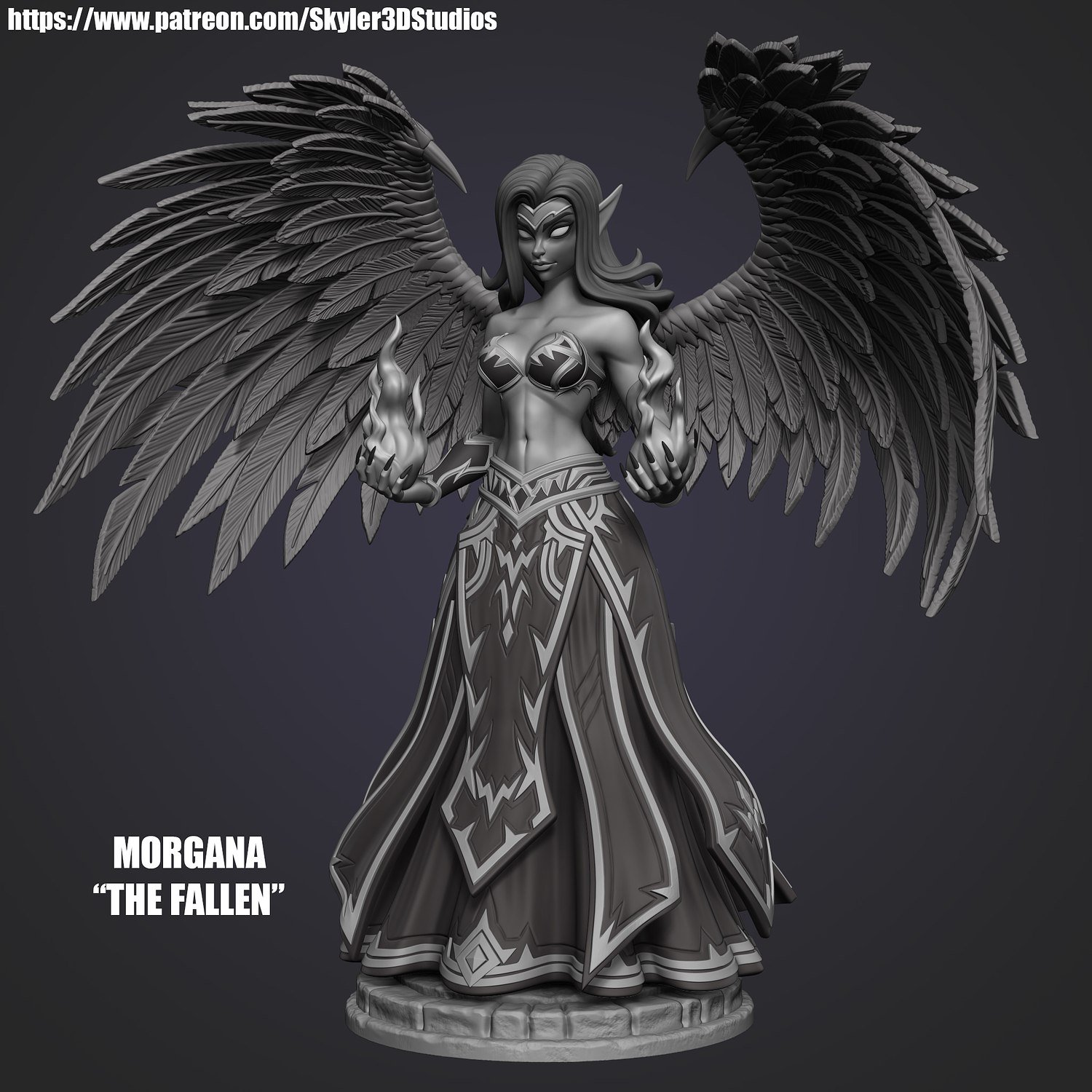 Morgana The Fallen Angel Stylized Version STL FILE