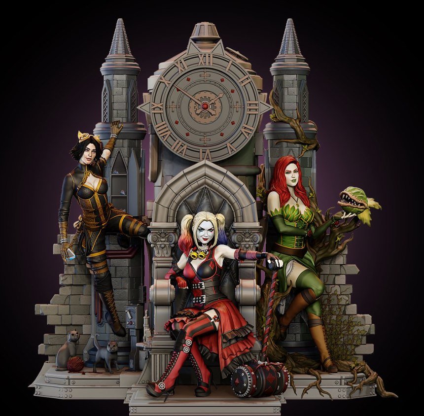DC Punk Girls Diorama STL FILE 3D PRINT