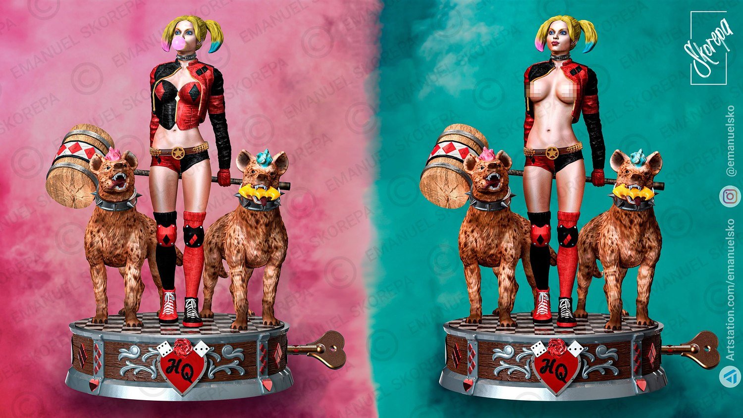 Harley Quinn and her Hyenas Diorama from DC STL FILE 3D PRINT