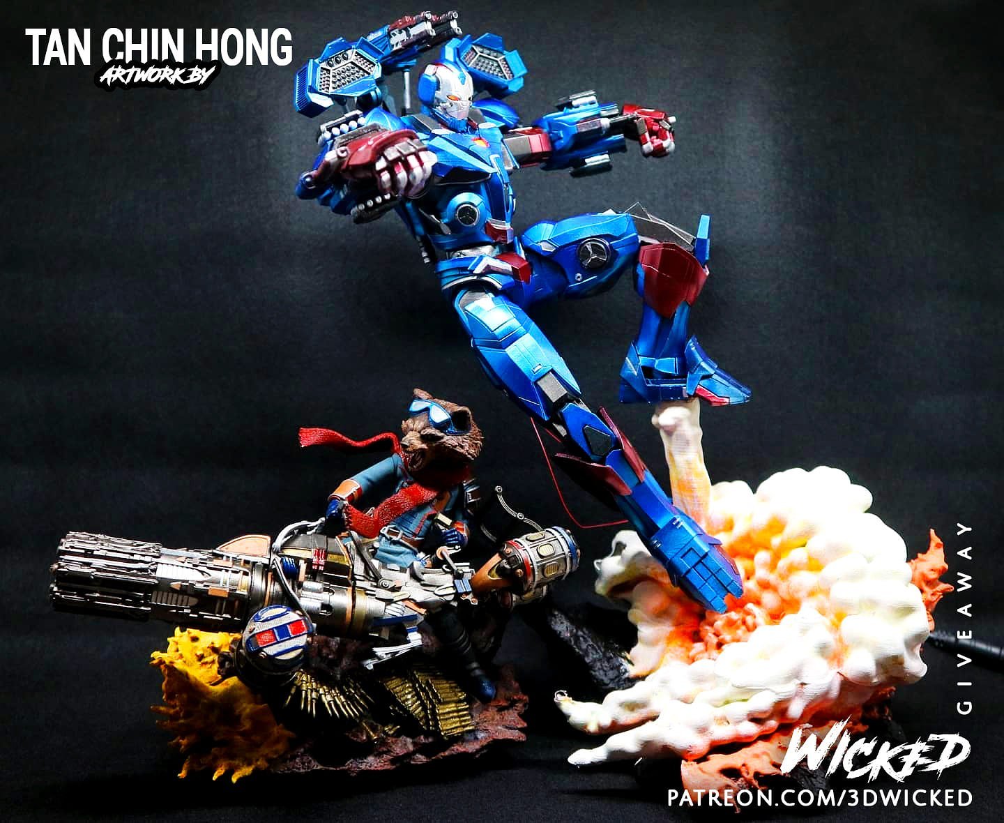 War Machine and Rocket Diorama from Marvel STL FILE 3D PRINT