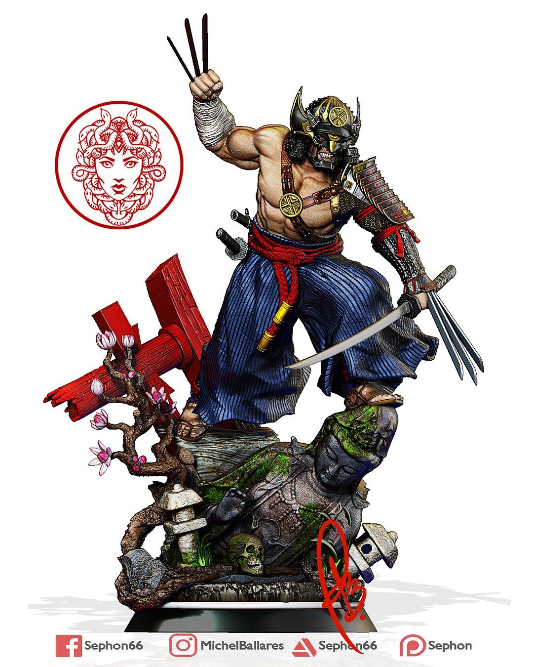 Wolverine Samurai Fanart STL FILE 3D PRINT