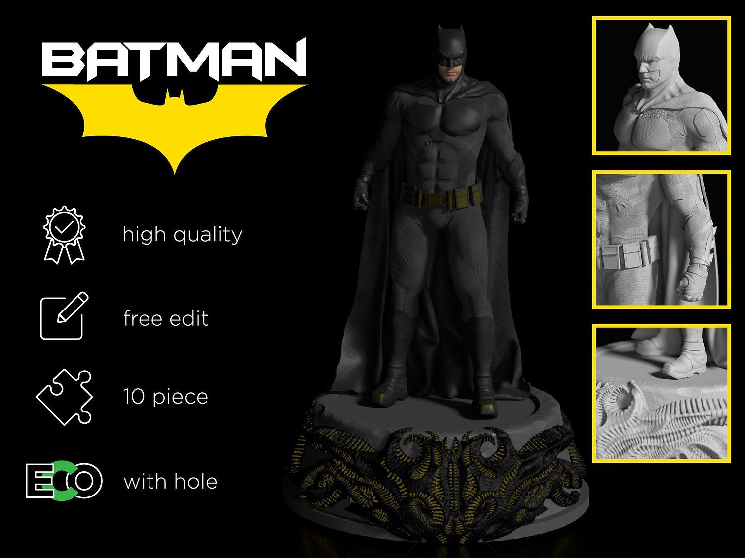 Batman figure Ben Affleck From Dc STL FILE 3D PRINT