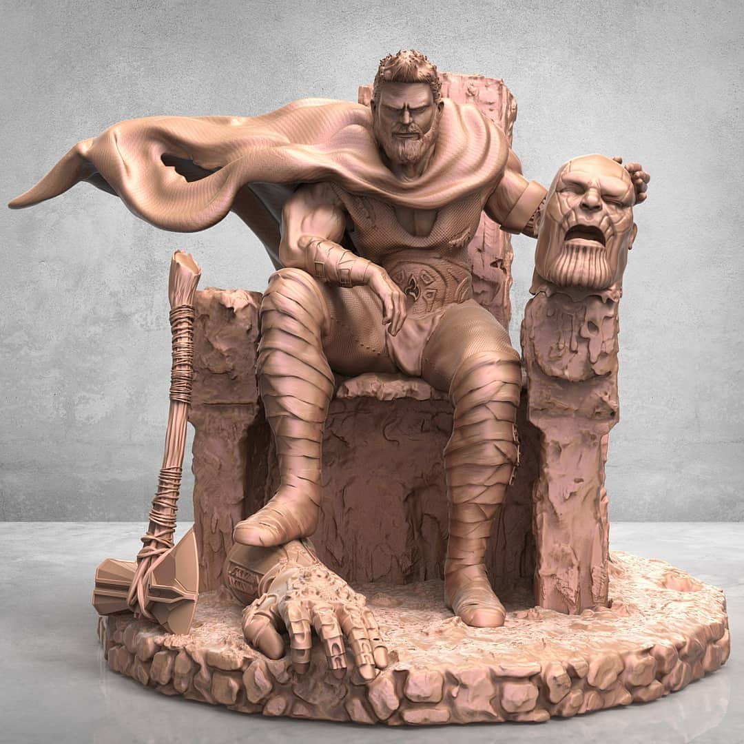 Thor on Throne Fanart From Marvel STL FILE 3D PRINT